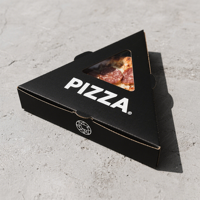 Boîte d'emballage triangulaire pour tranches de pizza avec impression personnalisée, boîte alimentaire jetable avec fenêtre transparente