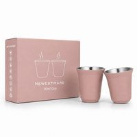 Taza Demitasse de Acero Inoxidable de 80 ml con Acabado Pulido Espejo, Taza de Café Espresso de Doble Pared Aislada para el Hogar o Bar