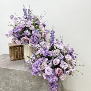 Offre Spéciale d'usine 60cm Violet Artificielle Soie Table De Mariage Centre De Table Real Touch Rose Fleur Boule Style Naturel - Product Image 6