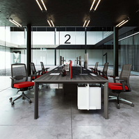Bureau de travail modulaire en bois avec panneau en bois et structure en fer, table d'ordinateur sur pied avec compartiments de rangement