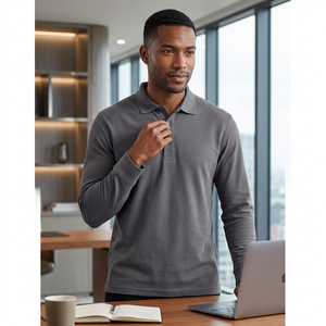 Camisa de Manga Larga con Estampado Antiarrugas 100% Algodón de Alta Calidad, Estilo Rugby, Diseño con Volantes, Casual Elegante para Hombre - Product Image 4