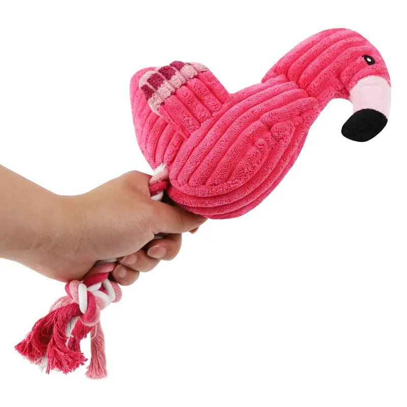 Đồ Chơi Cắn Cho Thú Cưng Chút Chít Bằng Vải Nhung Lông Nhai Flamingo Rope Đồ Chơi Cho Chó Màu Hồng