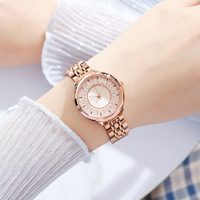 Nuevo Reloj de Cuarzo con Correa de Aleación a la Moda para Mujer, Diseño de Cielo Estrellado, Resistente al Agua, Esfera de 30 mm, Caja de 10 mm de Grosor