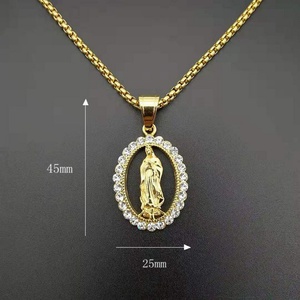 Joyería Unisex al por Mayor, Colgante de Virgen María en Acero Inoxidable Chapado en Oro - Product Image 3
