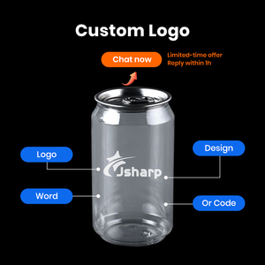 משלוח מהיר פחיות PET שקופות 11oz 330ml 14oz 400ml למשקאות עם לוגו מותאם אישית ומכסים - Product Image 6