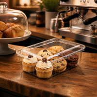 Boîte à dessert jetable transparente en PET pour cupcakes, macarons, scones, muffins, biscuits, pâtisserie, vente au détail, épicerie, traiteur, supermarché, vente en gros, OEM