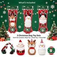 Ensemble de jouets à mâcher pour chien en corde, thème Noël (Père Noël, Renne, Bonhomme de neige), pour chiot, lot de 3, cadeau de fêtes