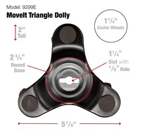 Plataforma rodante de tres ruedas de 6 pulgadas, 130kg de capacidad, 130kg - Product Image 2