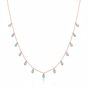 การออกแบบที่เรียบง่ายหินสีฟ้าขายส่งสร้อยคอเงิน925 Handcrafted ตุรกี - Product Image 2