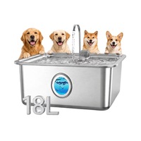 Nouvelle Fontaine à Eau Carrée Intelligente pour Animaux de Compagnie, 18L, Silencieuse, Grande Capacité, en Acier Inoxydable, à Brancher, avec Filtration et Débit d'Eau, OEM