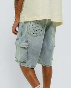 Pantalones cortos vaqueros <span class=keywords><strong>de</strong></span> camuflaje para <span class=keywords><strong>hombre</strong></span>, ropa <span class=keywords><strong>de</strong></span> calle personalizada <span class=keywords><strong>de</strong></span> fabricante, pantalones vaqueros Cargo con bordado <span class=keywords><strong>de</strong></span> bolsillo y diamantes <span class=keywords><strong>de</strong></span> imitación rasgados desgastados para <span class=keywords><strong>hombre</strong></span> - Product Image 4