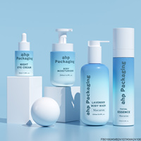 Ensemble de bouteilles de soins de la peau crème de lotion PET rose dégradé de haute qualité pour emballage cosmétique en plastique de luxe