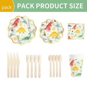 DAMAI Animal Kids Happy Birthday Party Supplies Dinosaur Pattern Petal Shape <b>Disposable</b> <b>Tableware</b> Paper Napkins Cups Plates - Product Image 6