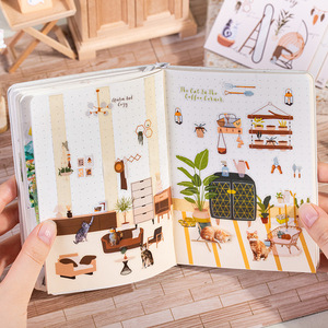 10 pièces/paquet maison aménagement paysager autocollant livre PET <span class=keywords><strong>chat</strong></span> maison <span class=keywords><strong>journal</strong></span> série - Product Image 1