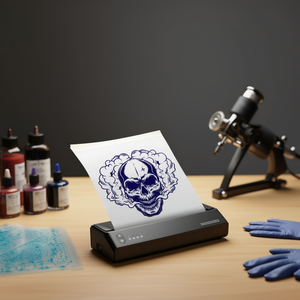 Imprimante de pochoirs de tatouage sans fil Bluetooth avec 10 papiers de transfert pour téléphones IOS et Android, motif circulaire de haute qualité - Product Image 2