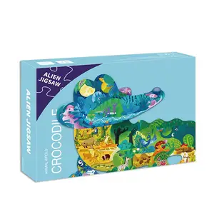 Vente en gros de jouets pour enfants ensemble de jeu de puzzle en carton blanc puzzles en forme d'animal pour enfants de 8 à 10 ans