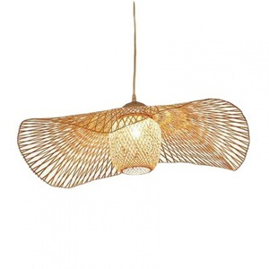 Lámpara colgante ovalada de bambú tejido con LED E27 de una sola cabeza para sala de estar y comedor - Product Image 5