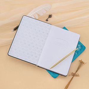 A5 Sakura Hardcover <b>Notebook</b> PU Leather Gold Foil Debossed Silver Edge <b>Dot</b> Grid Journal with Ribbon and Elastic Band Gift - Product Image 6