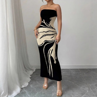 Robe longue d'été pour femme en viscose, style européen, imprimée, décolleté plongeant, coupe ajustée, sexy, élégante, vintage, décontractée, vente en gros
