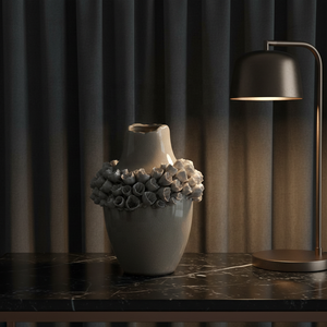 Flolenco Hand Sculpted <strong>3D</strong> Flower Adorned Ceramic <strong>Vase</strong> Curved Organic Shape Floral <strong>Vases</strong> for Boutique Hotel Interior Decor - Product Image 4