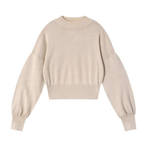 Pull en tricot court de petite taille, nouveau style, motif flocon de neige, personnalisable, sous-vêtement, couleur unie, col rond - Product Image 5