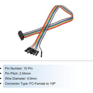 Câble plat arc-en-ciel Meccanixity 10 broches, pas de 2,54 mm, FC femelle vers fils de liaison 10 broches pour électronique sur breadboard - Product Image 4