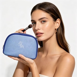 Wholesale Saffiano PU Shell Makeup <b>Bag</b> Waterproof <b>Beach</b> Travel Cosmetic <b>Bags</b> Printing Logo Toiletry Storage Pouch - Product Image 2