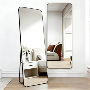 Elegante <span class=keywords><strong>Specchio</strong></span> con Cornice in Metallo per <span class=keywords><strong>Soggiorno</strong></span>, <span class=keywords><strong>Specchio</strong></span> Decorativo a Figura Intera, <span class=keywords><strong>Specchio</strong></span> <span class=keywords><strong>da</strong></span> Terra Moderno Dorato - Product Image 2