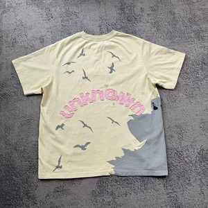Camiseta cuadrada bordada personalizada para hombre 100% algodón estilo callejero informal 300G tejido de punto peso patrón sólido Serigrafía - Product Image 3