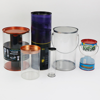 Conteneur transparent pour bouteilles en PET Boîte transparente pour bouteilles en plastique personnalisées Emballage transparent en PVC pour animaux de compagnie en tube rond avec couvercle en étain