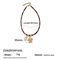 Collier pendentif de la série Fashion Ocean avec cordon en cuir imprimé léopard - Design original rétro, accessoire pour femme
