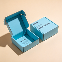 Boîte d'emballage de maquillage cyan en gros, personnalisée, avec impression et pelliculage mat, en carton ondulé, pour produits de beauté