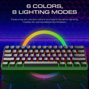 <span class=keywords><strong>Clavier</strong></span> de rétro-éclairage LED anti-ghosting 61 touches économique Mini claviers mécaniques de jeu filaires pour les joueurs - Product Image 6