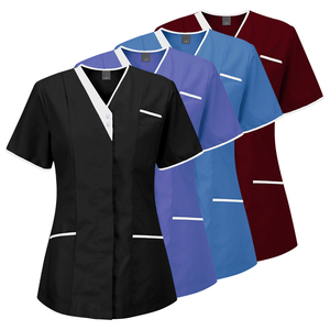 Stampa alla moda Logo personalizzato uniformi comode da donna abiti da ospedale da uomo con top tute da Scrub tinta unita per medici e infermieri - Product Image 2