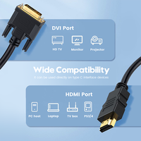 Câble DVI 15 broches 4K CCS 32AWG blindé en cuivre nu plaqué or avec gaine PVC, mâle-mâle, pour conversion bidirectionnelle double moniteur