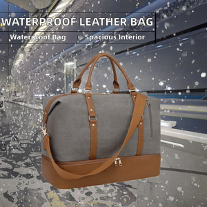 Bolsas de Viaje Impermeables de Cuero D-Jeesian, Bolsas de Fin de Semana Grandes con Compartimento para Zapatos, Ligeras, Plegables, Duraderas y de Alta Calidad - Product Image 2