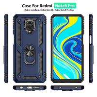 Étui de téléphone avec support d'anneau de doigt, coque arrière blindée pour Xiaomi Redmi Note 9 Pro Note 9T 9s Note 9 Pro Max, coque antichoc