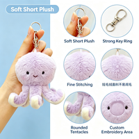 Porte-clés en peluche pieuvre personnalisé et mignon, breloque de sac pieuvre aux couleurs pastel, pour cadeau en Malaisie