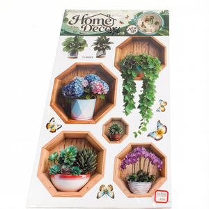 Adesivo Murale XH 3D con <span class=keywords><strong>Piante</strong></span> Verdi e Cornici Cartoon, in Plastica, per Soggiorno, Camera <span class=keywords><strong>da</strong></span> Letto, Decorazione Casa - Product Image 1