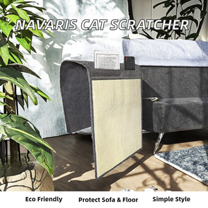 Tapis à gratter minimaliste et écologique <span class=keywords><strong>Navaris</strong></span> pour chats - Utilisation sur canapé et sol, tapis en sisal et lin avec compartiments - Product Image 2