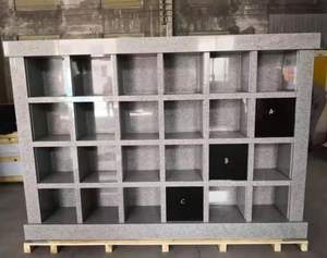 Columbario de nicho de granito gris natural de venta directa de fábrica con puerta negra - Product Image 6