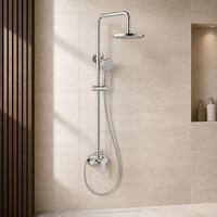Colonne de douche murale moderne en laiton chromé à 2 voies avec fonction pluie, ensemble de douche de salle de bain avec mitigeur à main pour hôtel