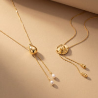 Chaîne en laiton ajustable plaquée or pour femme, avec pendentif coulissant minimaliste, bijoux de mode modernes, tendance, personnalisables en gros