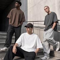 T-shirt ample et court 100 % coton épais, personnalisé, style urbain décontracté pour homme, hauts vierges en gros