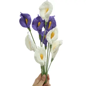 Hand-woven calla lily finished eternal flower simulation bouquet crochet with hand-held flowers plush flower