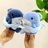 Peluche Kawaii d'été sur le thème des animaux marins avec bouée de natation requin, mini dauphin, phoque, jouet doux, coffret cadeau d'été