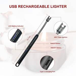 Briquet électrique USB moderne coupe-vent pour cuisine, allume-feu long pour bougies, barbecue, cuisinière à gaz, pistolet d'allumage rechargeable à arc plasma sans flamme pour fêtes - Product Image 4