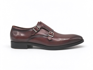 Chaussures habillées marron pour hommes à double boucle, en cuir véritable, avec bout capuchonné et boucle métallique, idéales pour mariage, bureau et affaires - Product Image 5