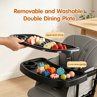 Chaise haute pliable pour bébé, chaise d'alimentation compacte avec plateau amovible et harnais de sécurité à 5 points pour bébés et tout-petits