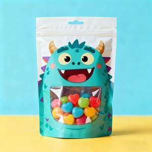 Impresión personalizada a prueba de humedad Chocolate caramelo galletas bolsa de plástico de pie con cremallera bolsa con ventana para aperitivos - Product Image 5